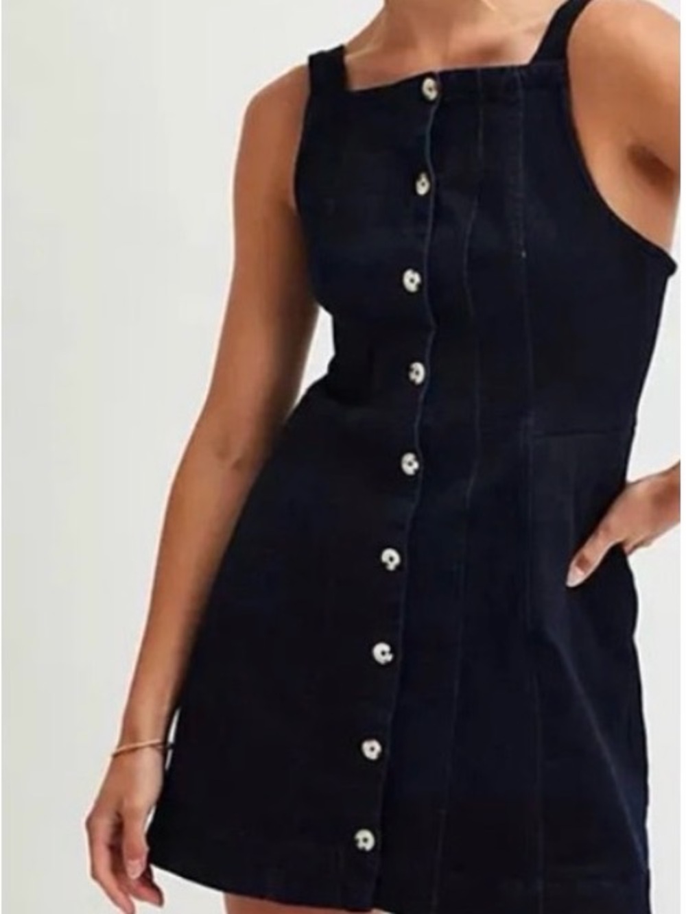 Free People Dark Indigo Denim Dress - Navy Blue M